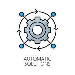 Fototapete - Machine learning icon of automatic solutions for AI artificial intelligence algorithm, vector color line. AutoML or automated machine learning for artificial intelligence neuroscience and AI mind