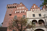 Fototapeta Na drzwi - facade and tower  red brick  reconstructed historic royal castle   in Poznan