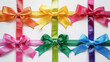 Colorful ribbons tied in bows, adding a festive touch to any occasion.