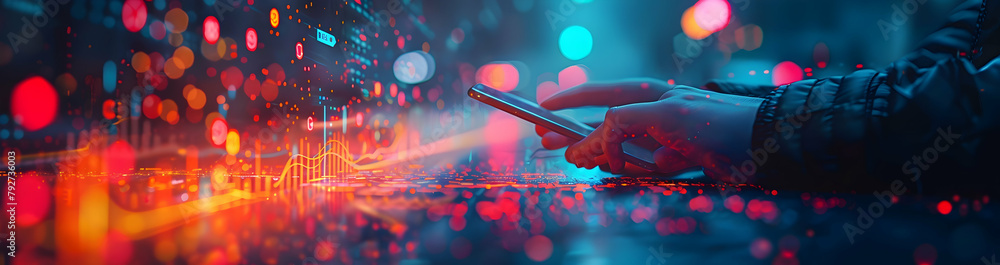 Digital technology background with digital graphs and data ...