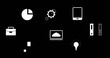 Image of floating digital icons on black background