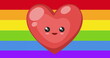 Image of heart over pride rainbow flag