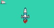 Image of rocket icon on green background