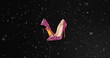 Image of women's pink, leopard print high heeled shoes on starry night sky