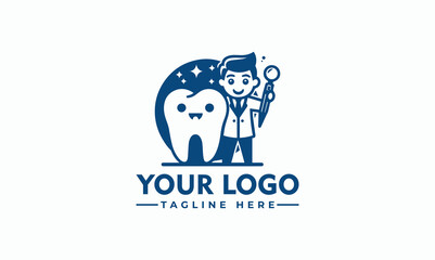 Sticker - Dental Clinic logo template, Dental Care logo designs vector, Health Dent Logo design vector template linear style Character