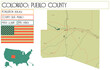 Large and detailed map of Pueblo County in Colorado USA.