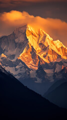 Poster - Mountain peak illustration, mountain range PPT background illustration