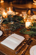 Gold and Green Candlelight Winter Wedding Theme Place Setting