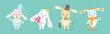 Happy Bunny Character with Long Ears Vector Set