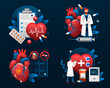 Gradient cardiovascular disease illustration set collection
