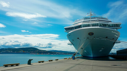 Cruise ship, cruise ship standing at the seaport preparing to board passengers