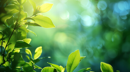 Background of green leaves with bokeh effect.