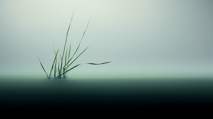  Isolated blade of grass floating on water