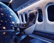 Airline seats with AR tech that showcases the universe space travel experience