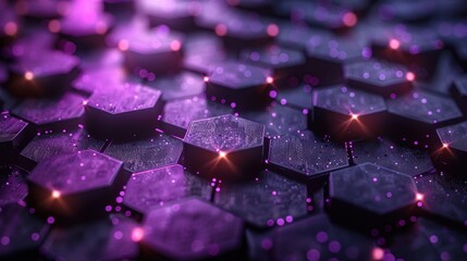 Wall Mural - Dark violet hexagonal technology abstract vector background with purple color.