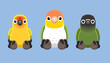 Doll Parrot Conure Caique Animal Cute Cartoon Vector Illustration