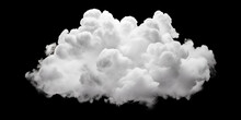 Cumulus Clouds Isolated On Black. White Cloud On Isolated Black Background 
