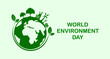 world environment day and the green world of environmentally friendly cities Help save the world concept The concept of protecting the world's environment Vector illustration
