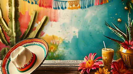 Canvas Print - Cinco de mayo holiday background with copy space for text 