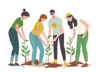 Wall Mural - Tree Planting Volunteers: Restoring the Earth's Green Canopy, One Seedling at a Time