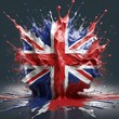Britain flag paint liquid explosion on isolated background , generated by AI