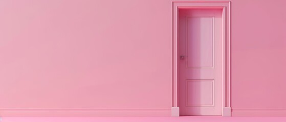 Sticker - Minimal concept with pink walls and doors. 3D rendering.