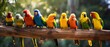 Parrots in a social setting at a farm, focusing on educational and conservation aspects