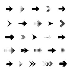Wall Mural - dotted arrows set. halftone arrow icons. vector arrow collection. arrow icon. arrow cursor set. arro
