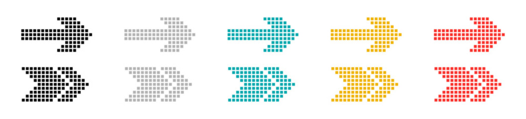 Wall Mural - colored up dotted arrows set. halftone arrow icons. colorful vector arrow collection. arrow icon set