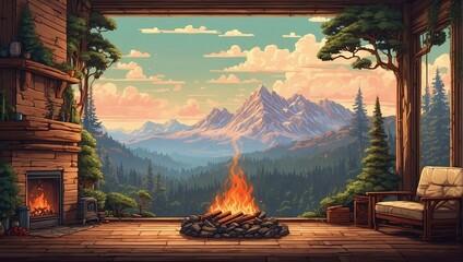 Canvas Print - fireplace in the woods