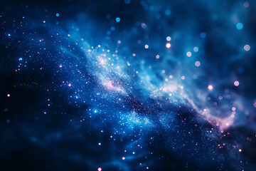 Wall Mural - Digital artwork depicting a swirling cloud of cosmic dust peppered with a dense field of stars in space.