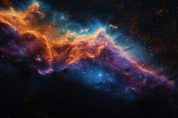 Wall Mural - Digital artwork depicting a swirling cloud of cosmic dust peppered with a dense field of stars in space.