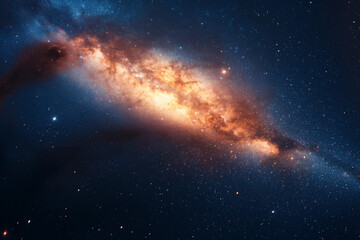 Wall Mural - Digital artwork depicting a swirling cloud of cosmic dust peppered with a dense field of stars in space.