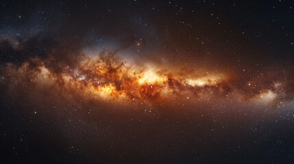 A mesmerizing panorama of the Milky Way galaxy unfolding above a serene desert mountain range at night.