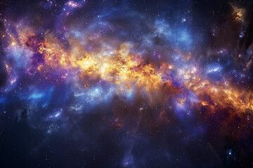 Wall Mural - A mesmerizing panorama of the Milky Way galaxy unfolding above a serene desert mountain range at night.