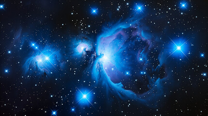 Wall Mural - Digital artwork depicting a swirling cloud of cosmic dust peppered with a dense field of stars in space.