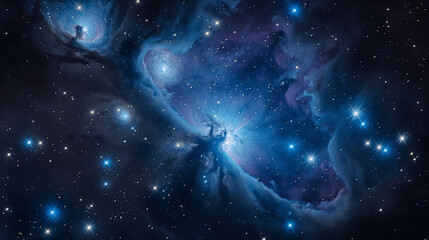 Digital artwork depicting a swirling cloud of cosmic dust peppered with a dense field of stars in space.