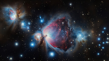 Wall Mural - Digital artwork depicting a swirling cloud of cosmic dust peppered with a dense field of stars in space.