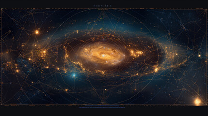 Wall Mural - A mesmerizing panorama of the Milky Way galaxy unfolding above a serene desert mountain range at night.