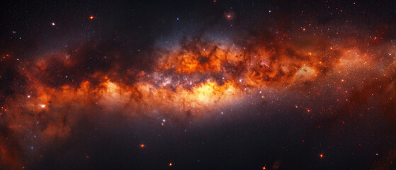Wall Mural - A mesmerizing panorama of the Milky Way galaxy unfolding above a serene desert mountain range at night.