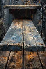 Poster - A close up of a wooden wall with some wood planks, AI