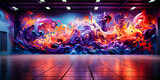 Fototapeta  - Dreamlike Vivid Mural Art Installation in Dynamic Flame Colors with Lustrous Reflections