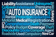 Auto Insurance Word Cloud on Blue Background