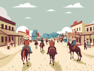 Wall Mural - animated rodeo extravaganza: a vibrant celebration of western heritage