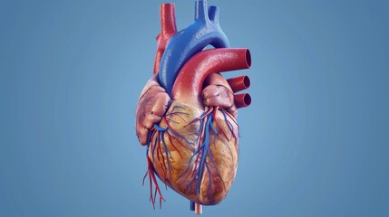 Wall Mural - 3D modern human heart pulsating, anatomically correct heart with venous system, circle pulsation