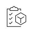 Product requirements icon. Simple outline style. Product management, testing, check, list, checklist, clipboard, evaluation concept. Thin line symbol. Vector illustration isolated.