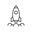 Product release icon. Simple outline style. Launch, rocket, begin, campaign, new, startup, start, fast, project, business concept. Thin line symbol. Vector illustration isolated.