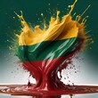 Lithuania flag paint liquid explosion on isolated background , generated by AI