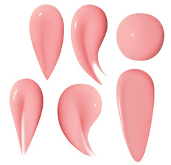 Wall Mural - Set. A drop of liquid smeared pink cream with no background. PNG