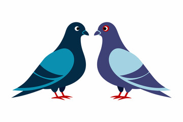 Wall Mural -  pigeon birds couple face to face vector artwork illustration 